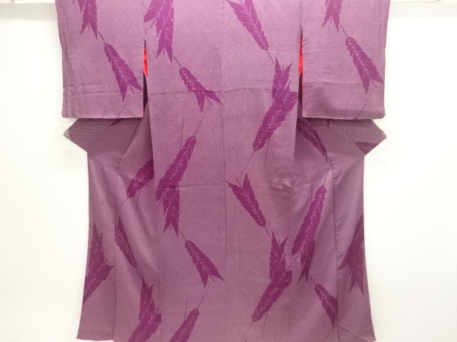 アンティーク　錦紗矢羽根に鹿の子模様着物